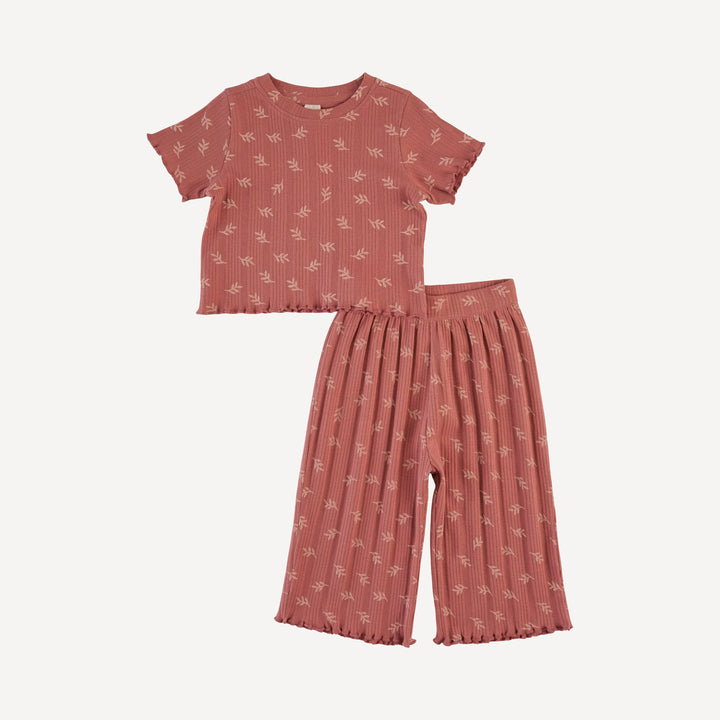 short sleeve jade set | rose leaf | organic cotton multi rib