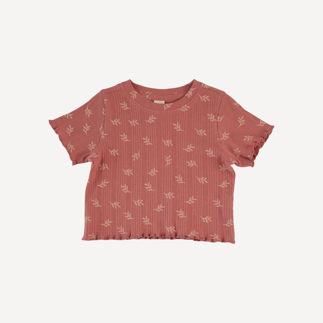 short sleeve jade set | rose leaf | organic cotton multi rib
