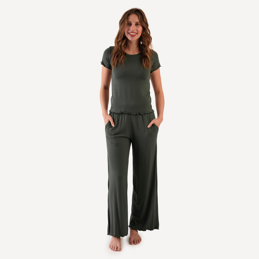 womens short sleeve jade set | beluga | bamboo