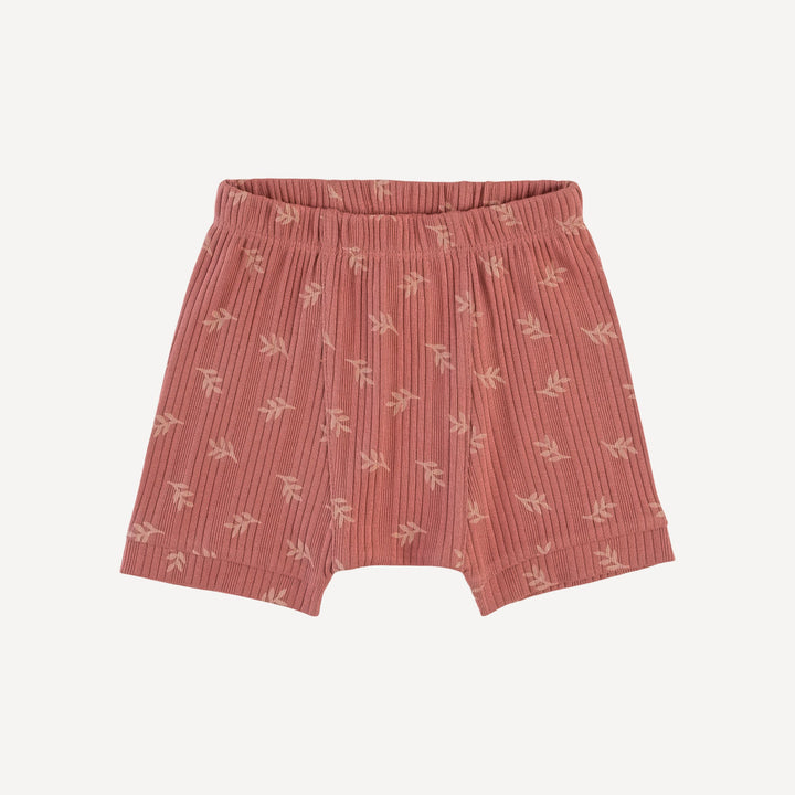 classic panda short | rose leaf | organic cotton multi rib