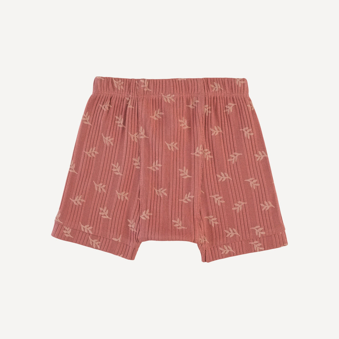 classic panda short | rose leaf | organic cotton multi rib