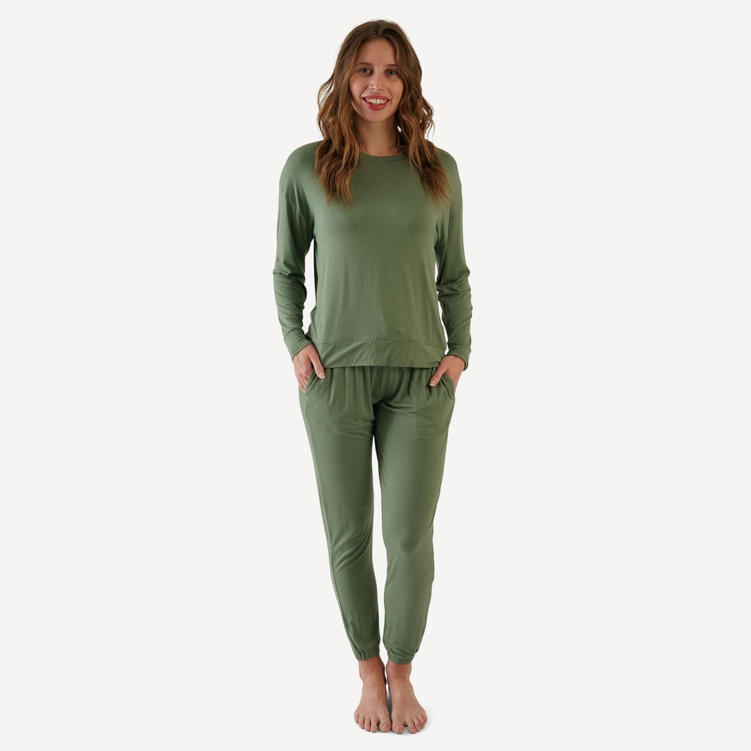 womens long sleeve relaxed jogger set | hedge | bamboo