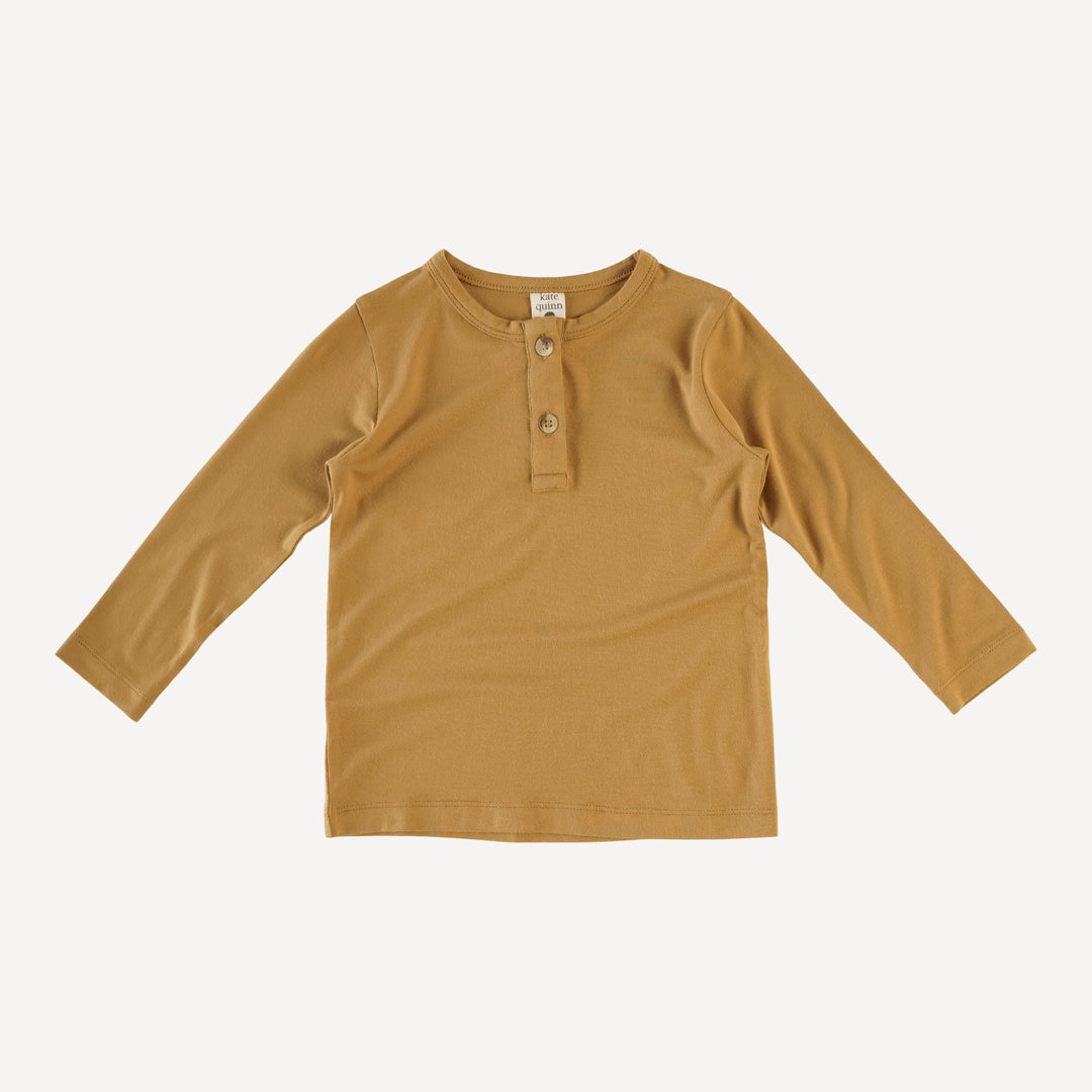 long sleeve basic henley tee | brown mustard | bamboo