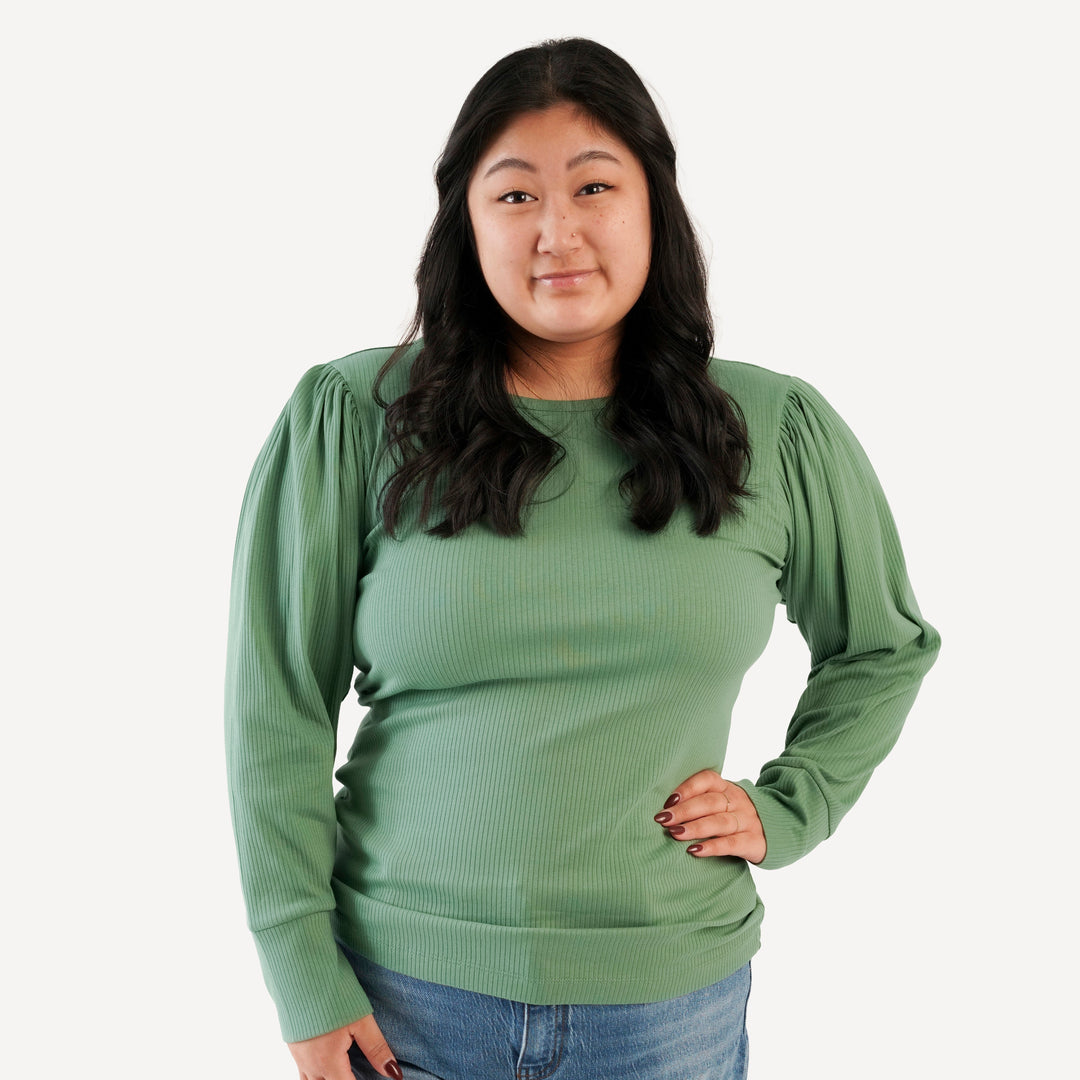 womens puff sleeve top | hedge | organic cotton single rib