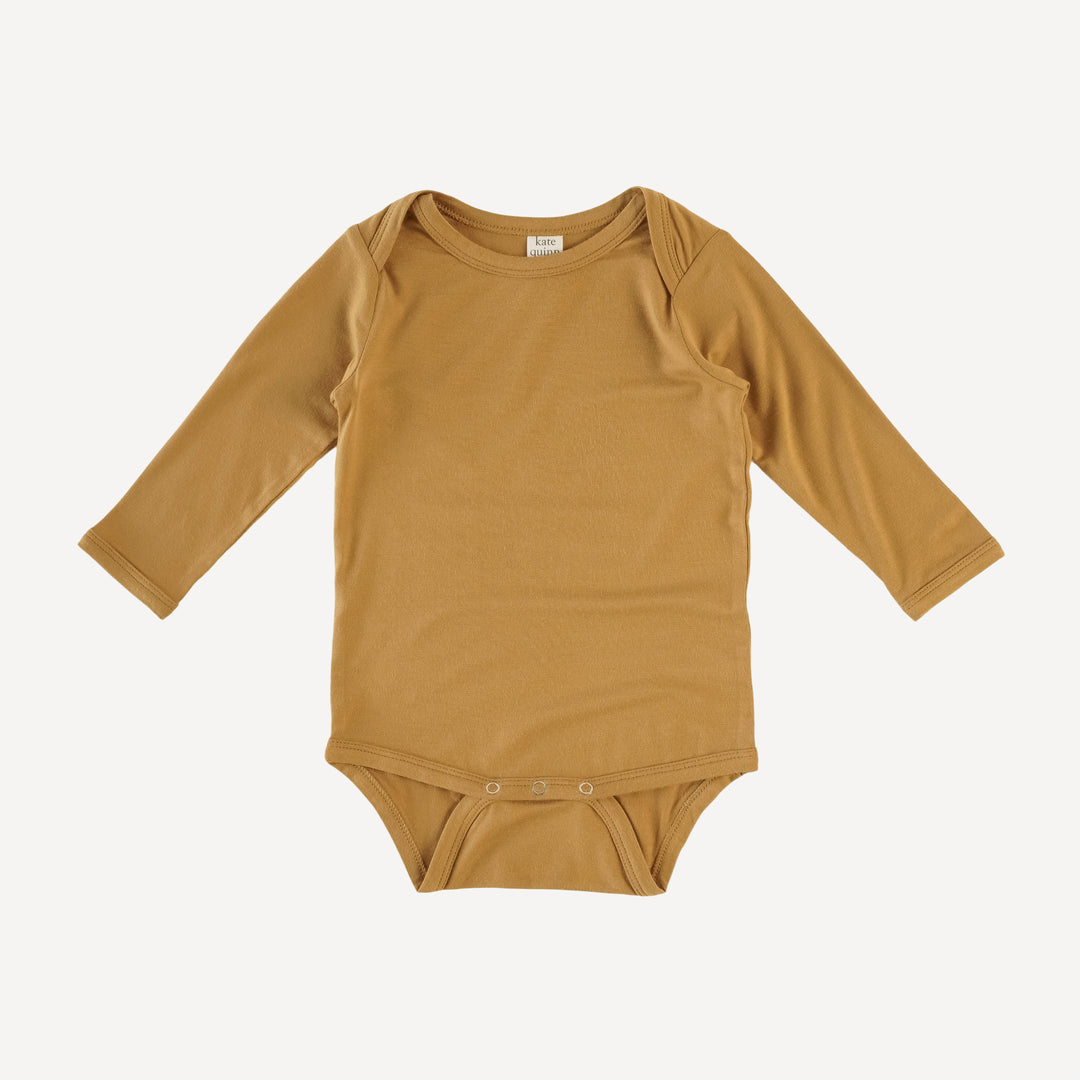 long sleeve lap neck bodysuit | brown mustard | bamboo