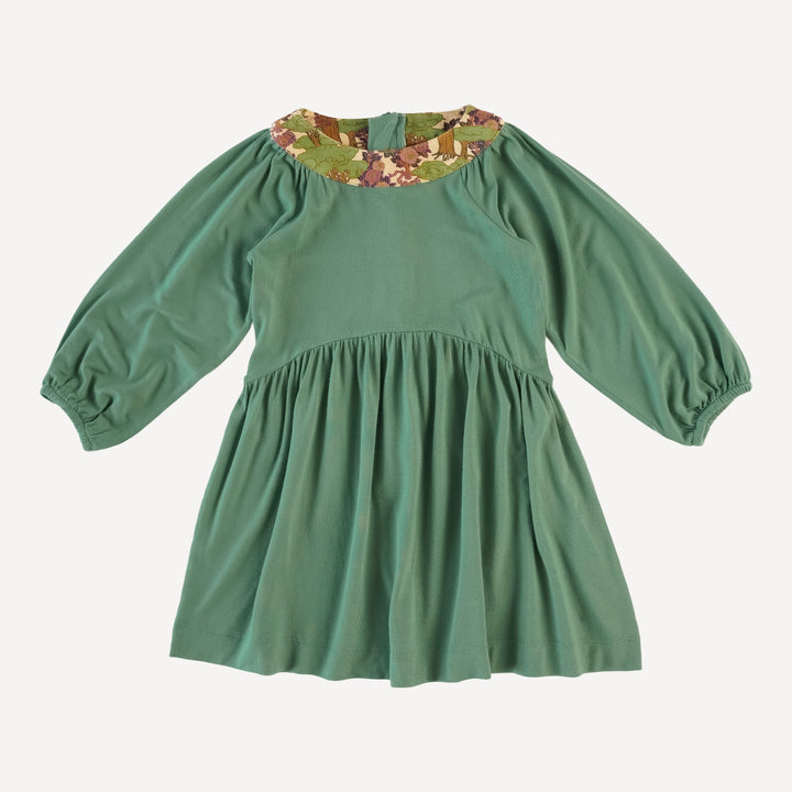 long sleeve gathered shoulder dress | green frost | bamboo