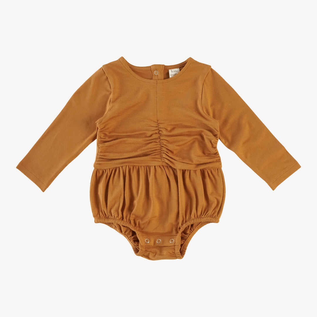 long sleeve ruched bubble | coffee spice | bamboo
