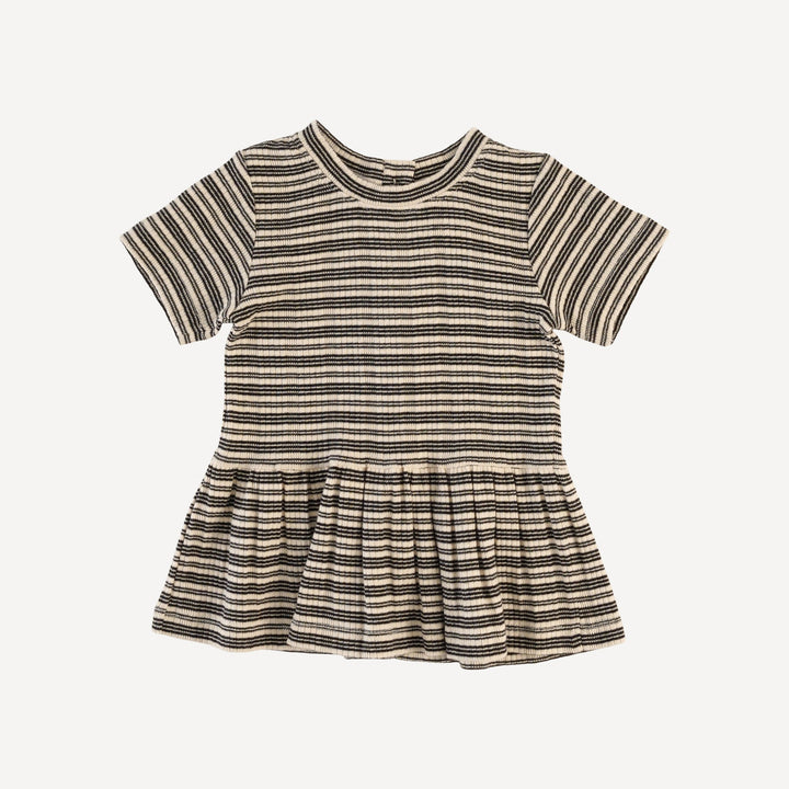 short sleeve kate top | black stripe | organic cotton multi rib