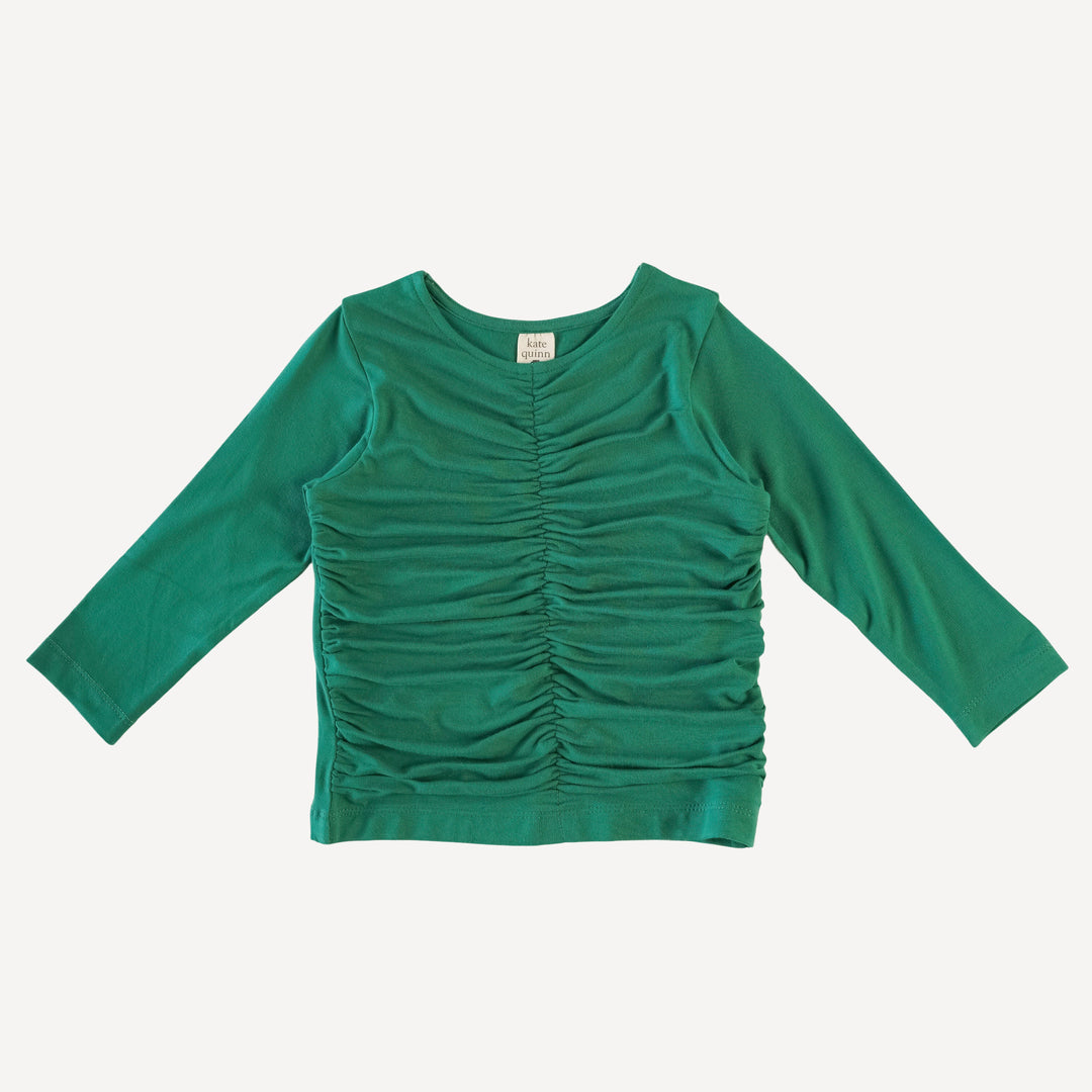 long sleeve ruched top | mountain pine | bamboo