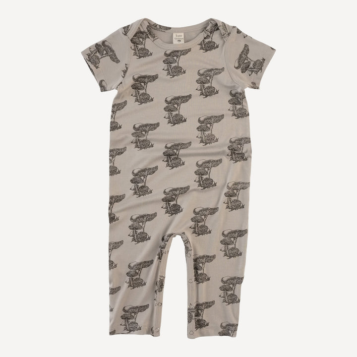 short sleeve lap neck jumpsuit | gray mushroom snail | bamboo