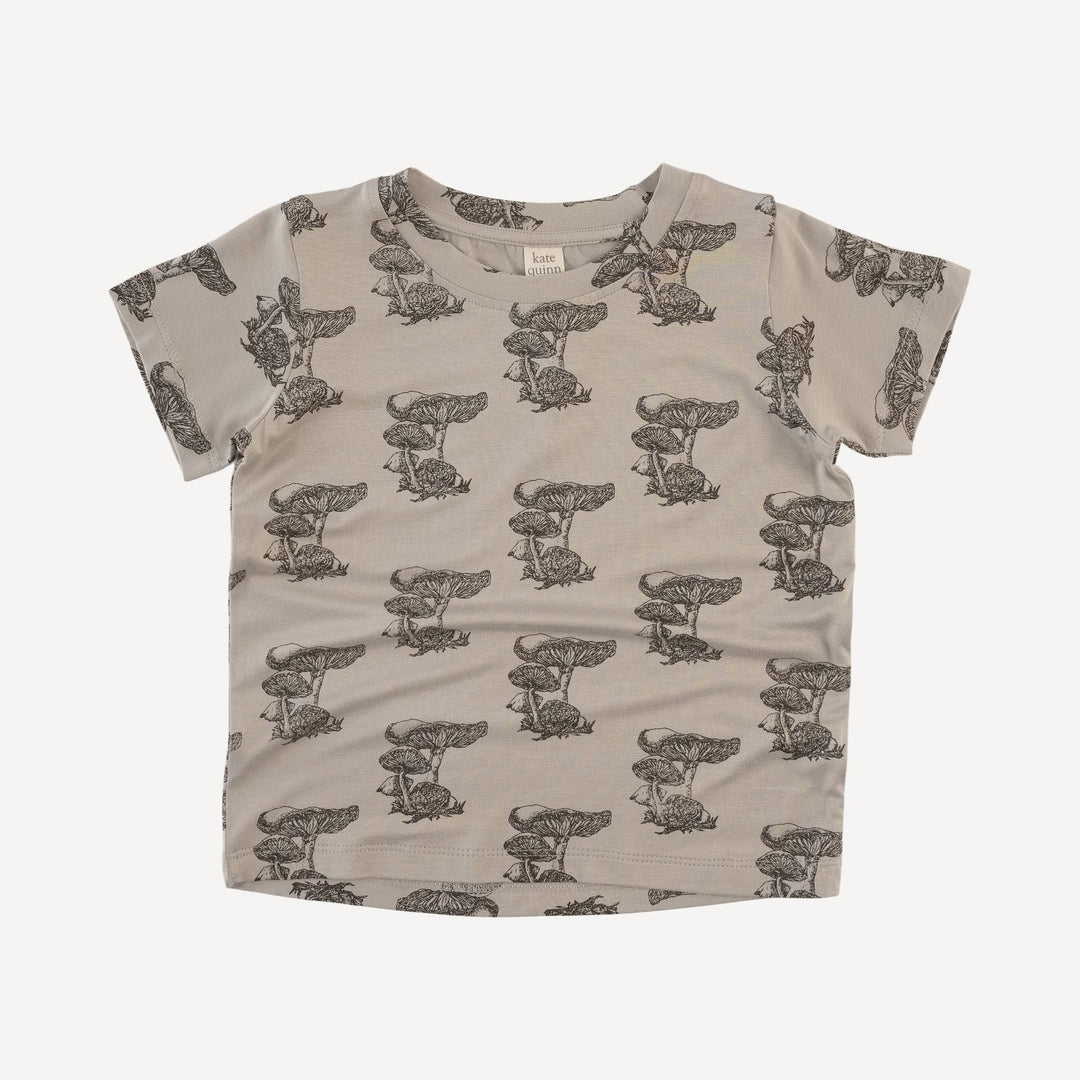 short sleeve boxy tee | gray mushroom snail | bamboo