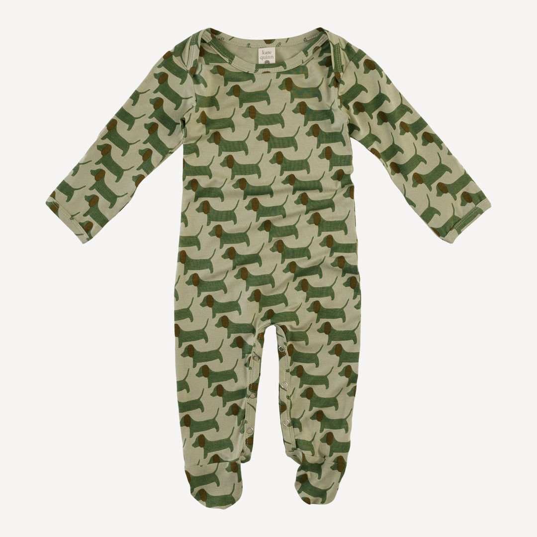 long sleeve lap neck footie | 70s puppies | bamboo