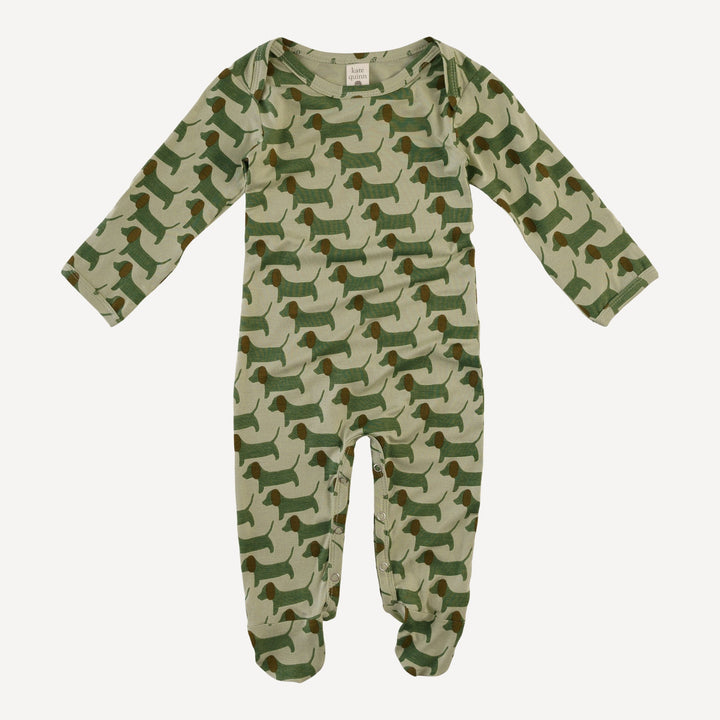 long sleeve lap neck footie | 70s puppies | bamboo