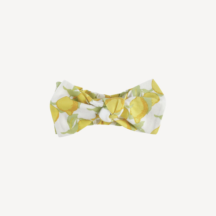 large bow elastic headband | lemons | organic cotton jersey