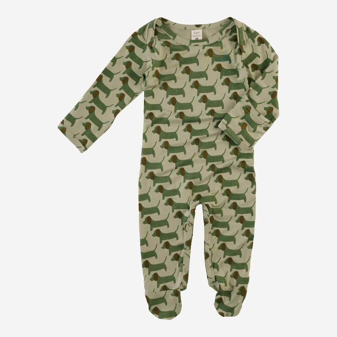long sleeve lap neck footie | 70s puppies | bamboo