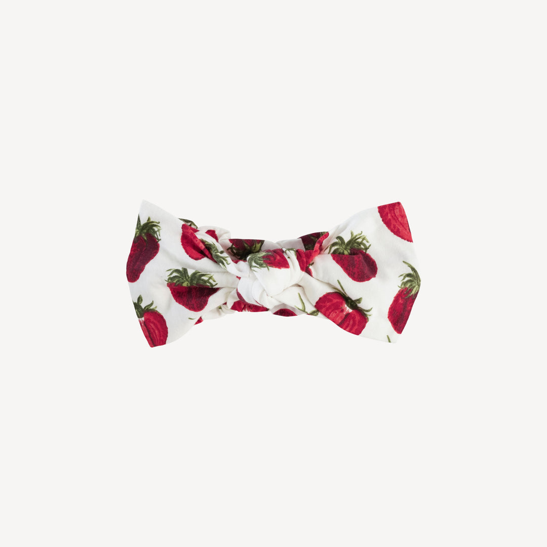 large bow elastic headband | strawberry | organic cotton jersey