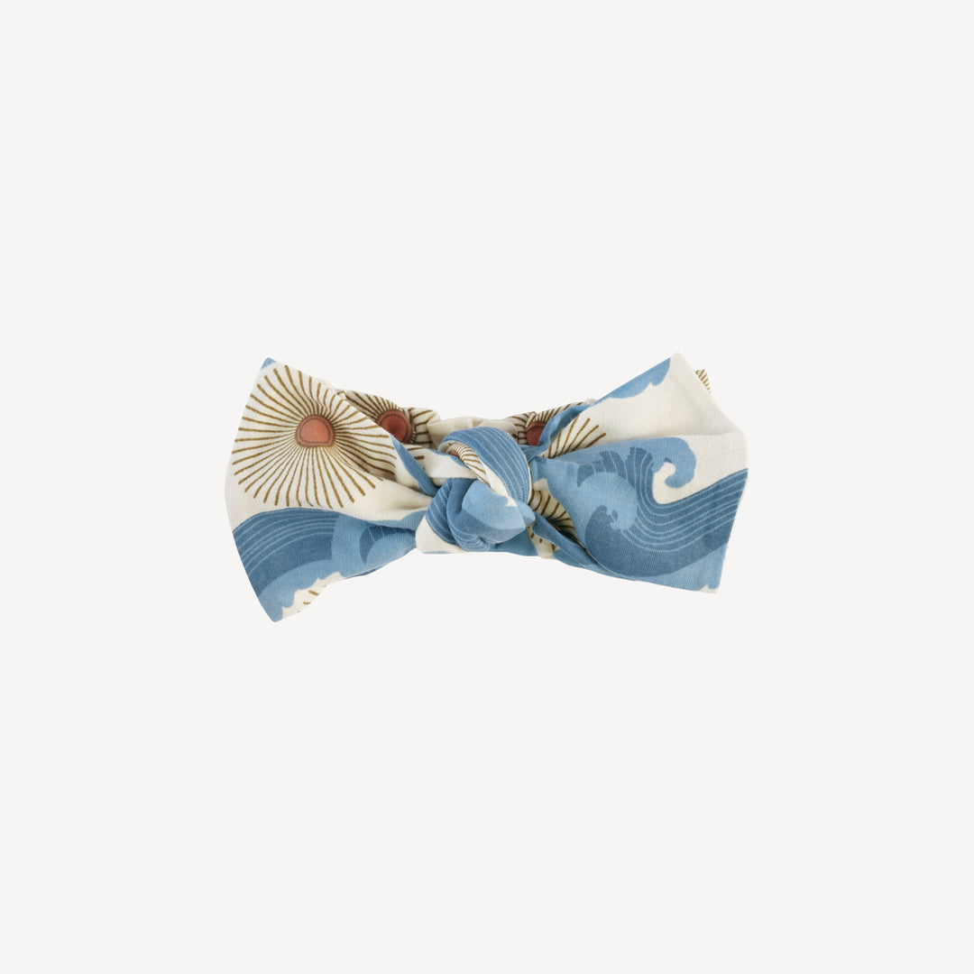 large bow elastic headband | ocean sun | organic cotton jersey