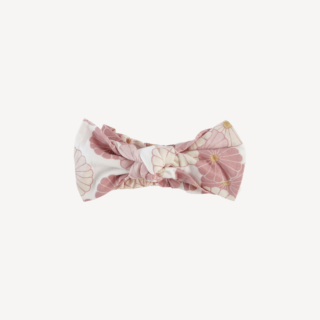 large bow elastic headband | rose vintage daisy | organic cotton jersey