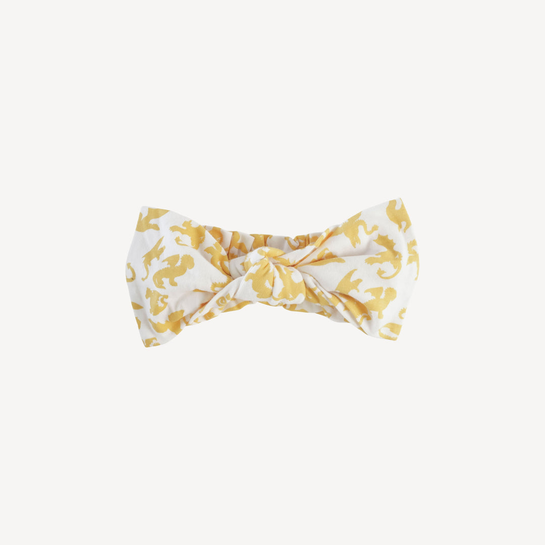 large bow elastic headband | yellow gargoyles | organic cotton jersey