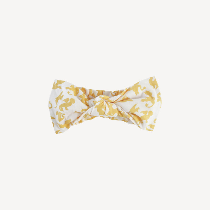 large bow elastic headband | yellow gargoyles | organic cotton jersey