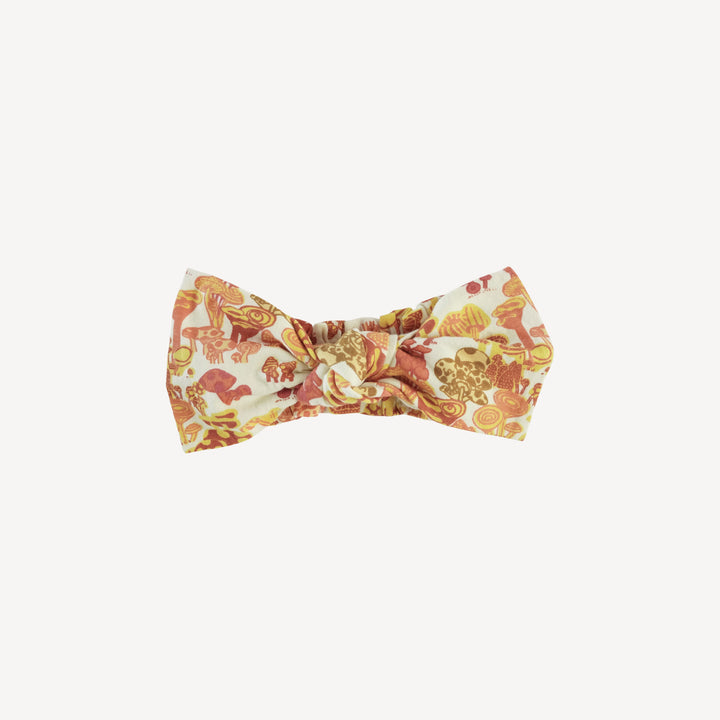 large bow elastic headband | neutral multi mushroom | organic cotton jersey