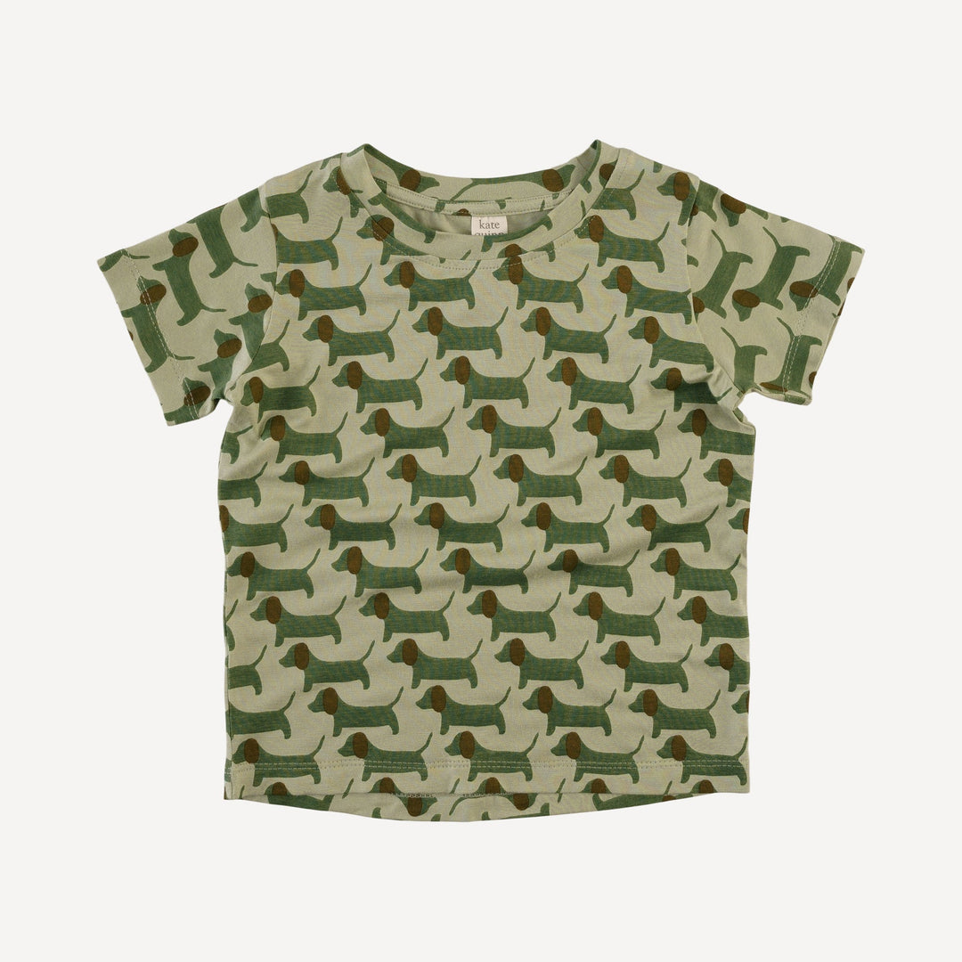 short sleeve boxy tee | 70s puppies | bamboo