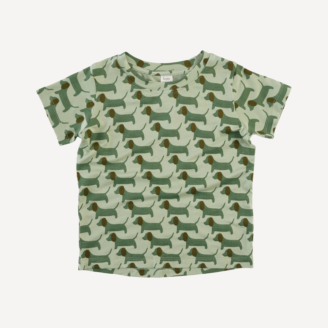 short sleeve essential boxy tee | 70s puppies | bamboo
