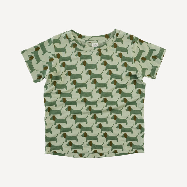 short sleeve essential boxy tee | 70s puppies | bamboo