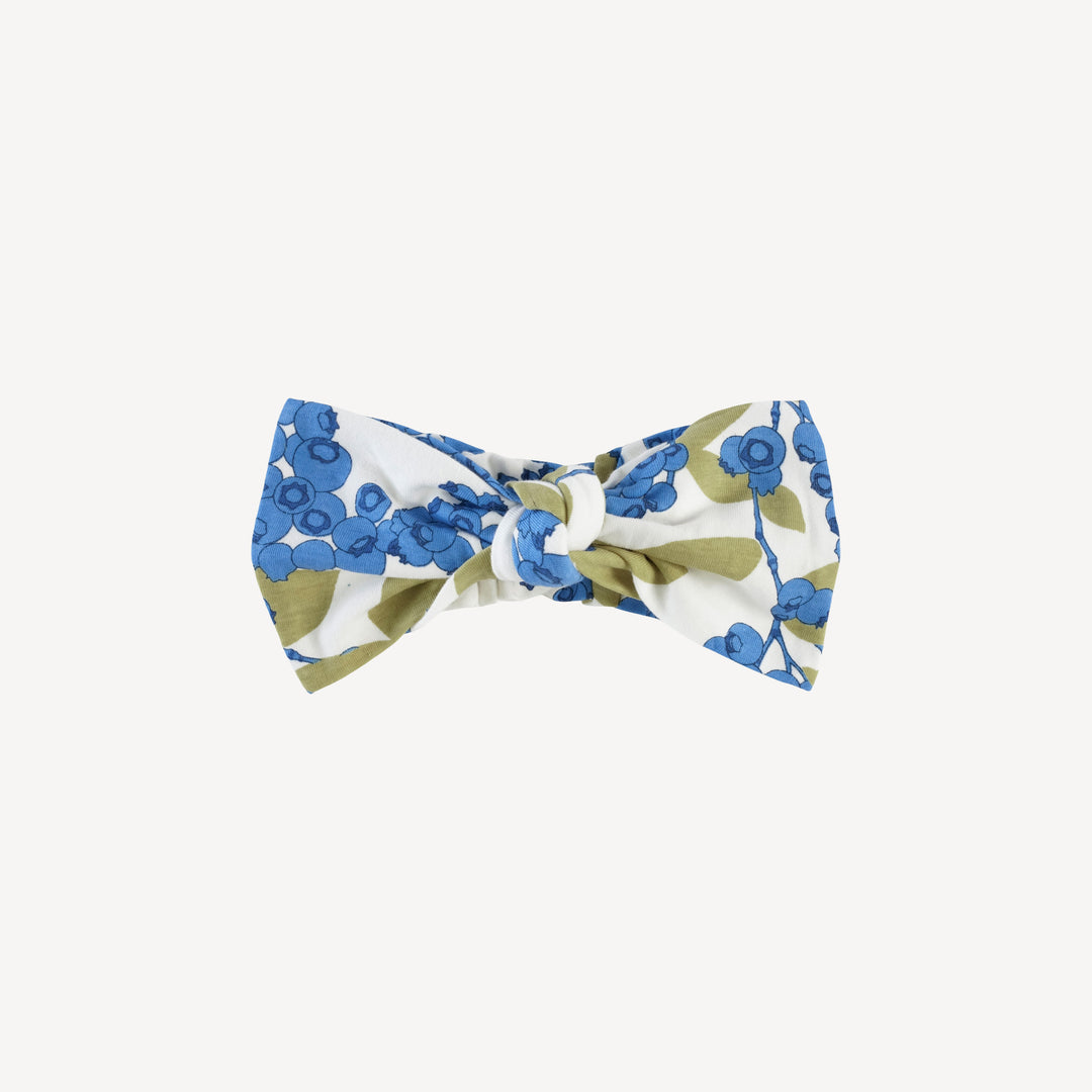 large bow elastic headband | blueberries | organic cotton jersey