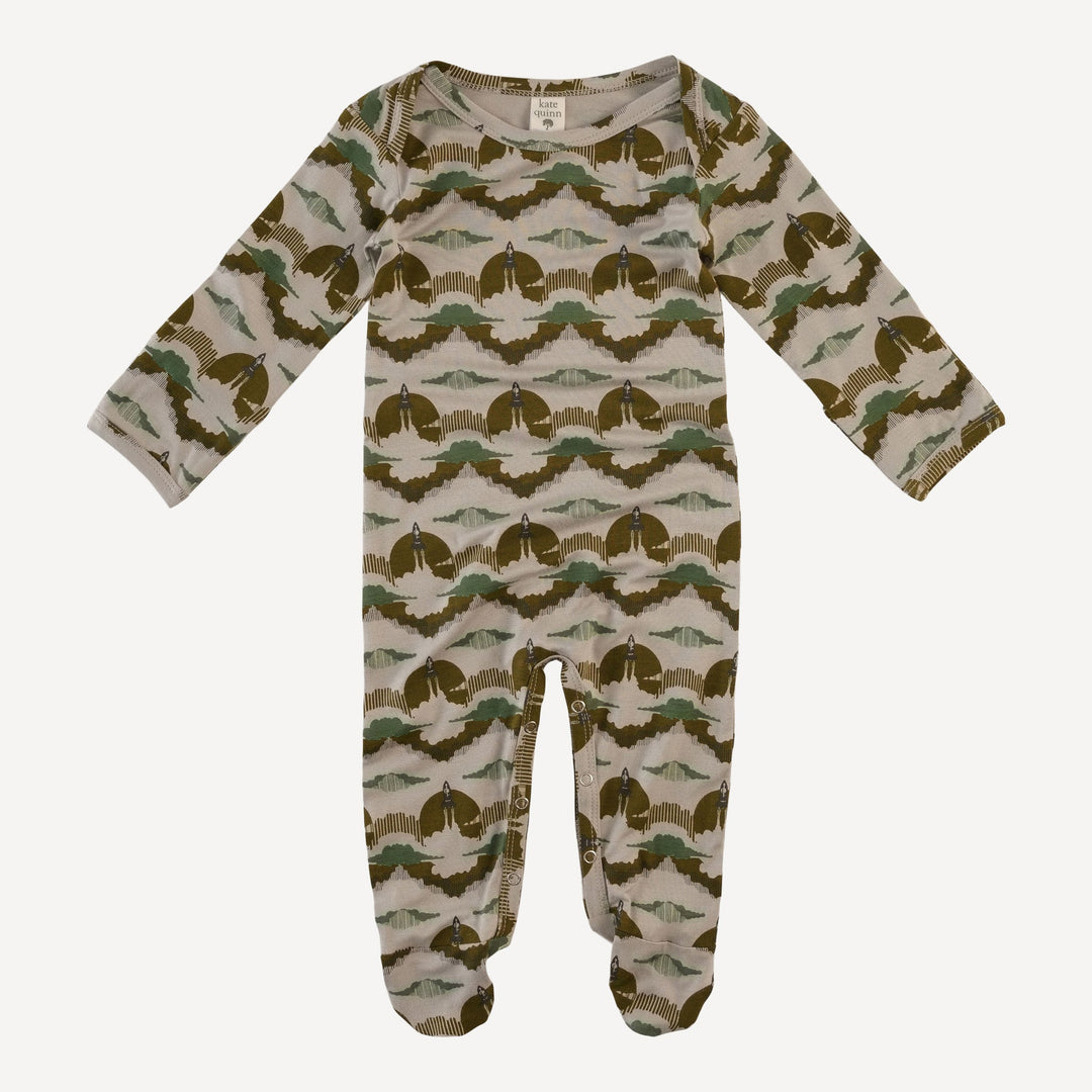 long sleeve lap neck footie | rocket | bamboo