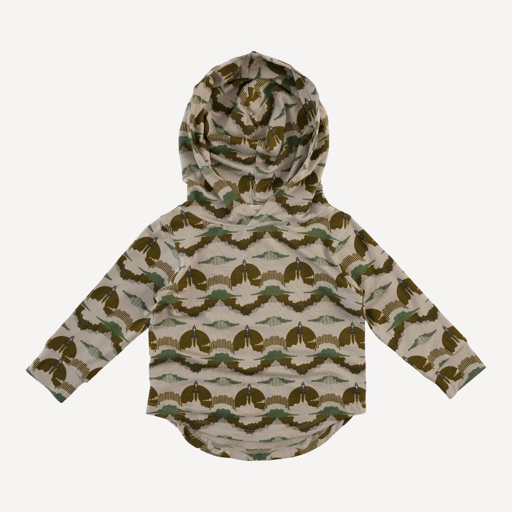 long sleeve shirt tail hoodie | rocket | bamboo