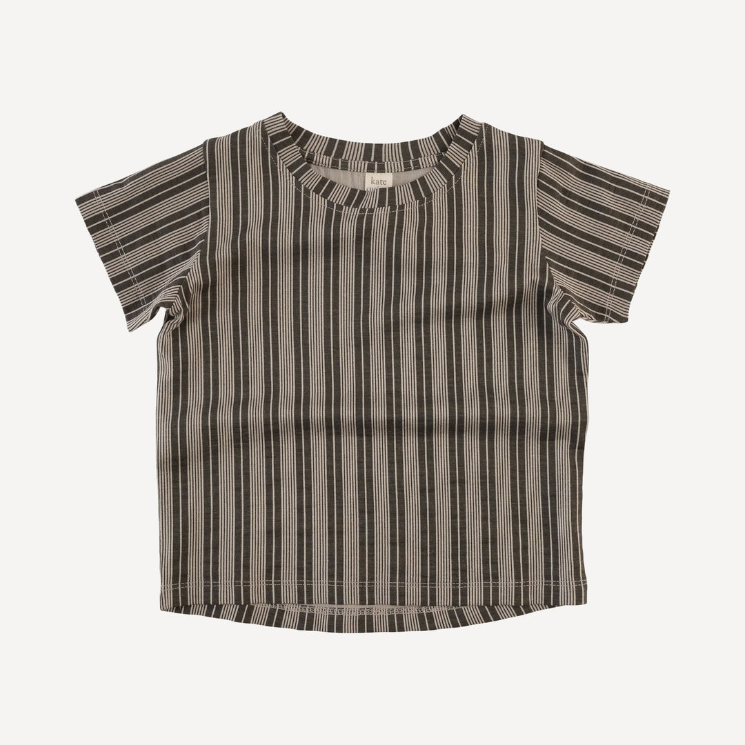 short sleeve boxy tee | gray vintage mattress stripe | bamboo