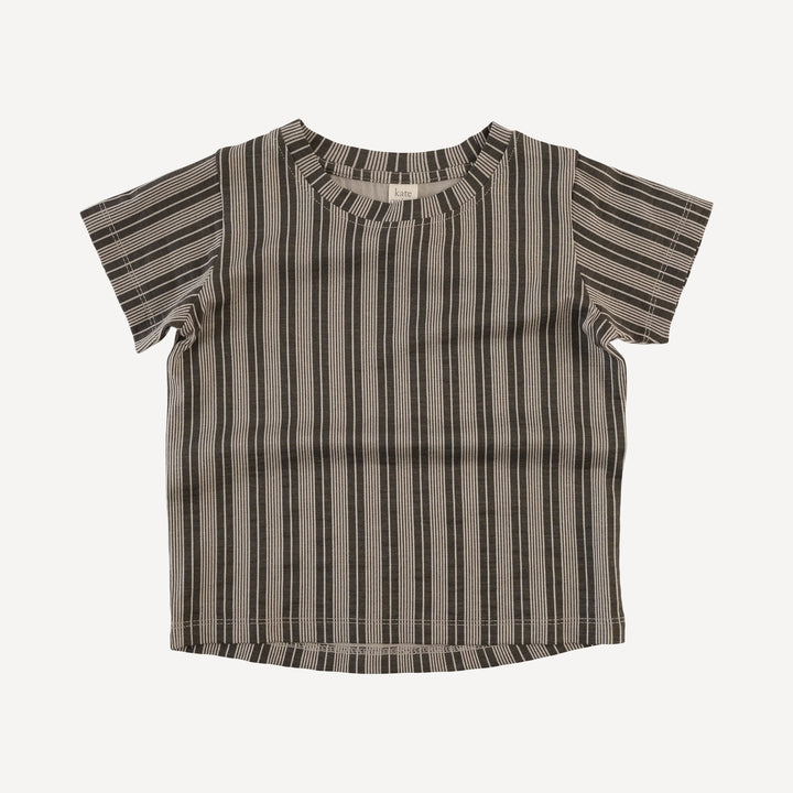 short sleeve boxy tee | gray vintage mattress stripe | bamboo