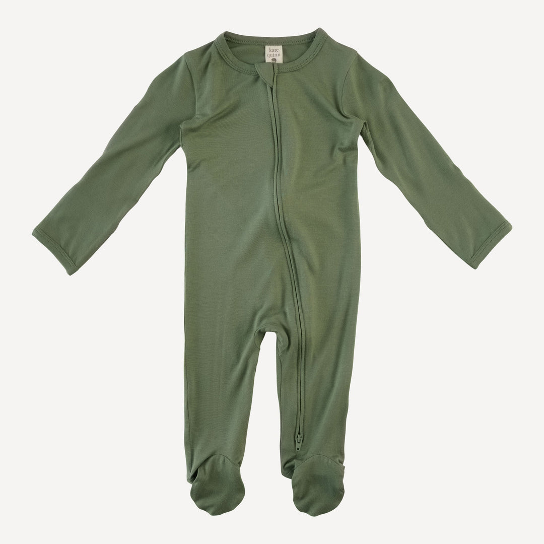 long sleeve two way zipper footie | hedge | bamboo