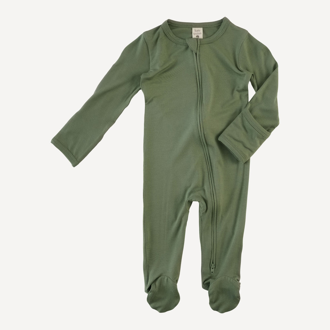 long sleeve two way zipper footie | hedge | bamboo