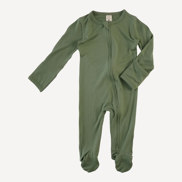 long sleeve two way zipper footie | hedge | bamboo