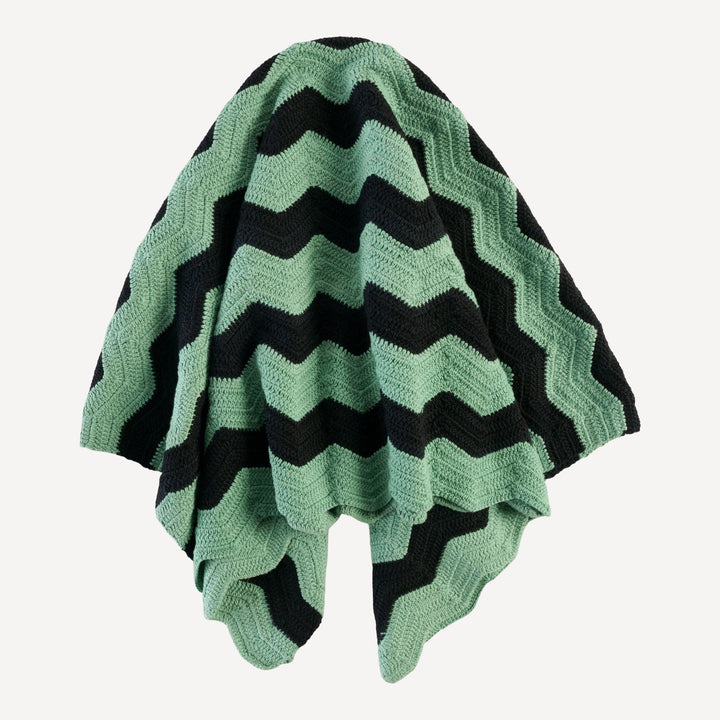 chevron blanket | emerald | organic cotton crochet