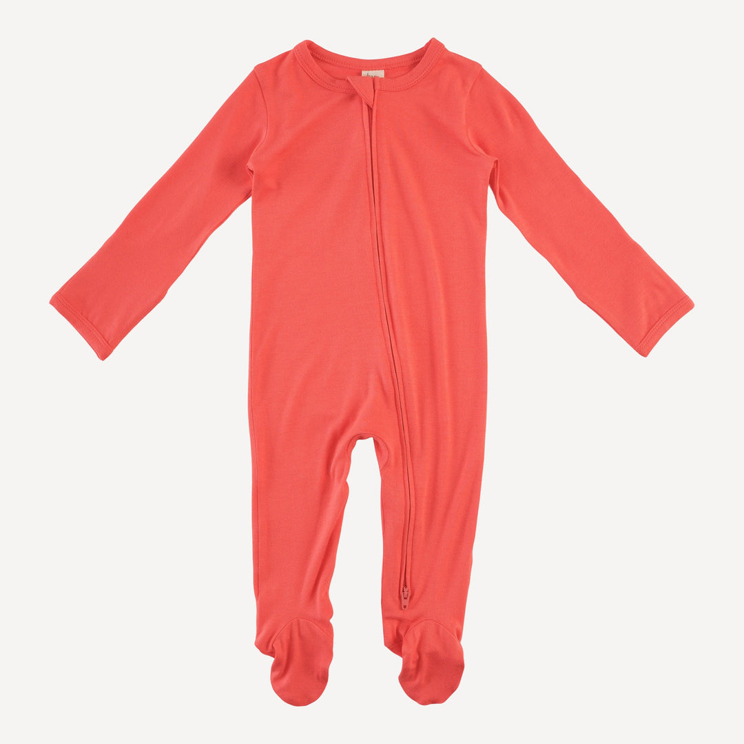 long sleeve two way zipper footie | tropical pink | bamboo