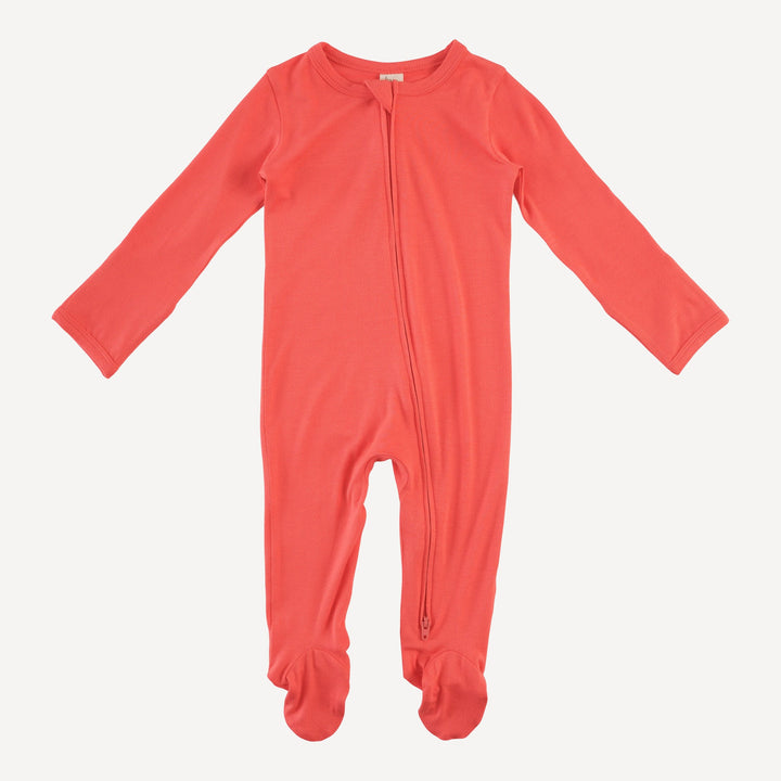 long sleeve two way zipper footie | tropical pink | bamboo