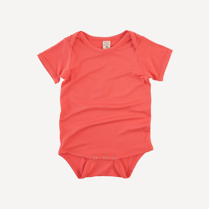 short sleeve lap neck bodysuit | tropical pink | bamboo