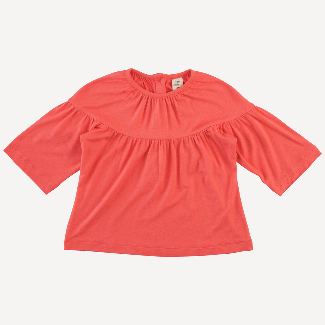 long sleeve gathered tunic | tropical pink | bamboo