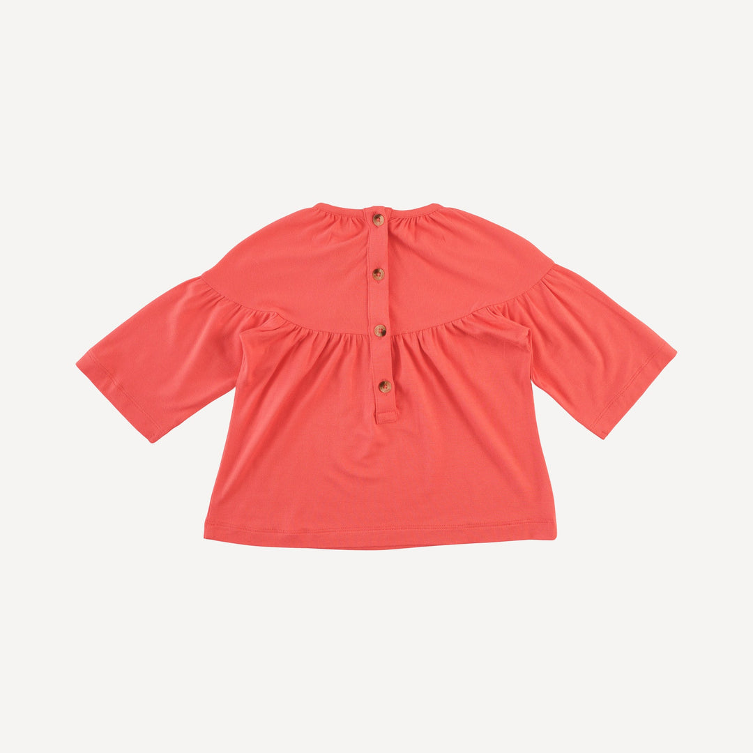 long sleeve gathered tunic | tropical pink | bamboo