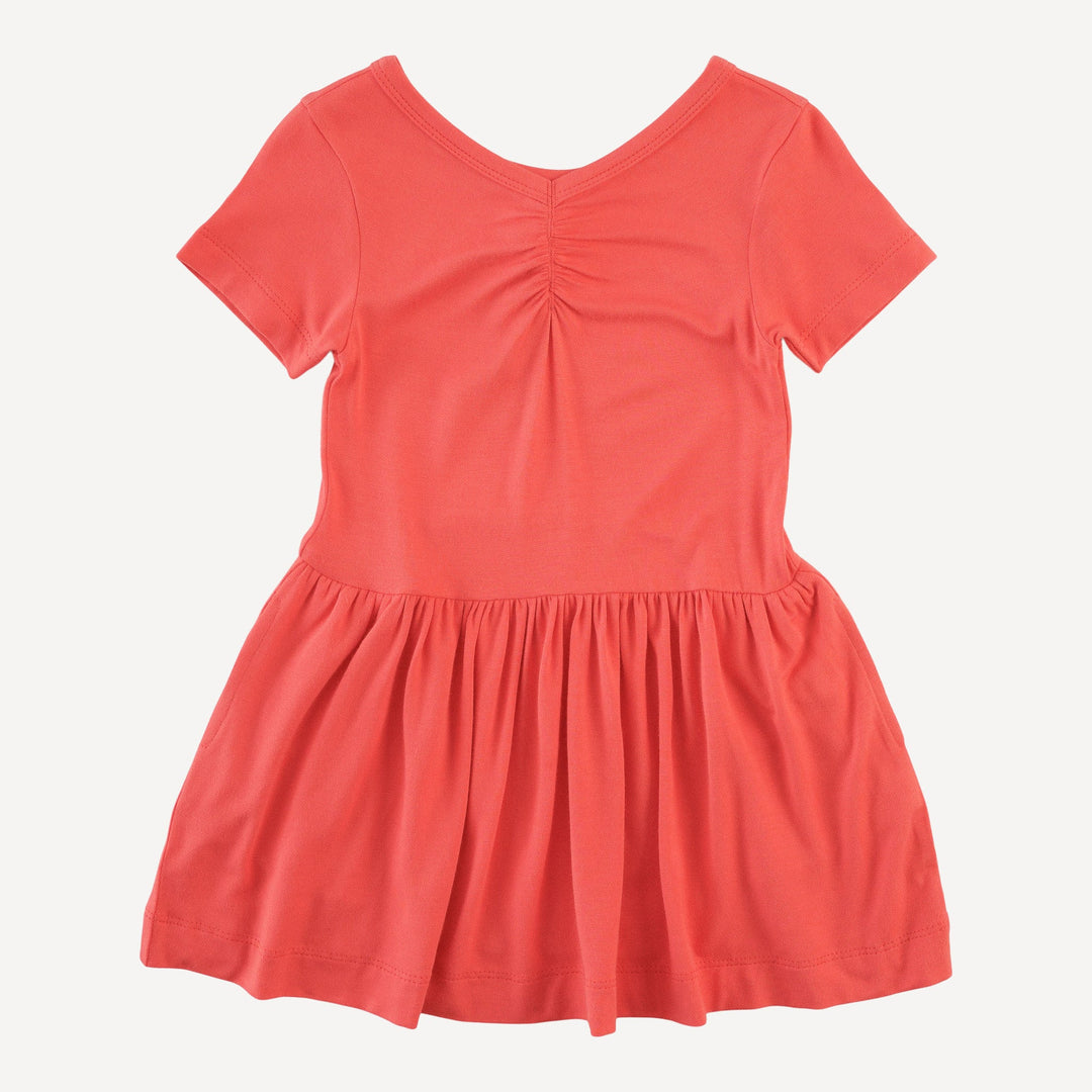 short sleeve twirl dress | tropical pink | bamboo