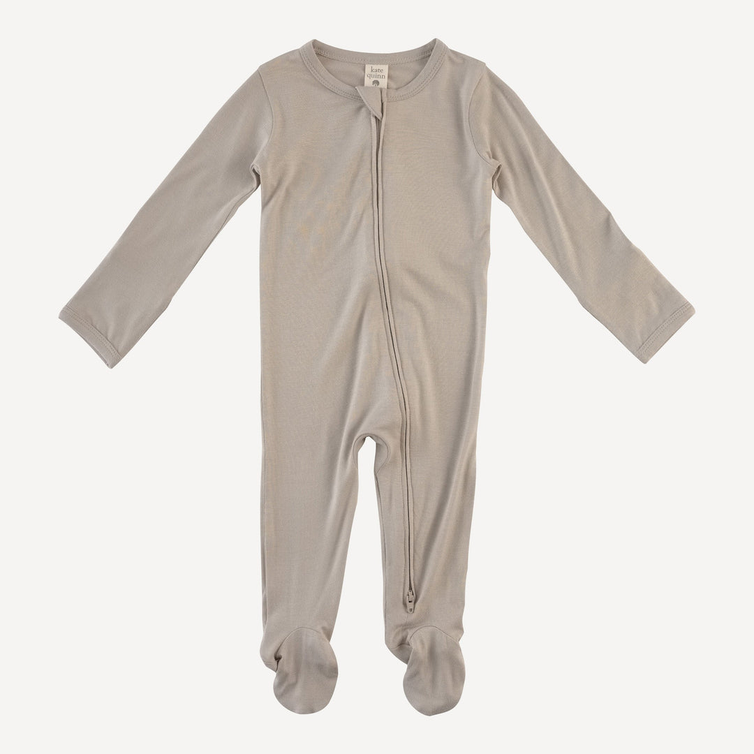 long sleeve two way zipper footie | moonstone | bamboo