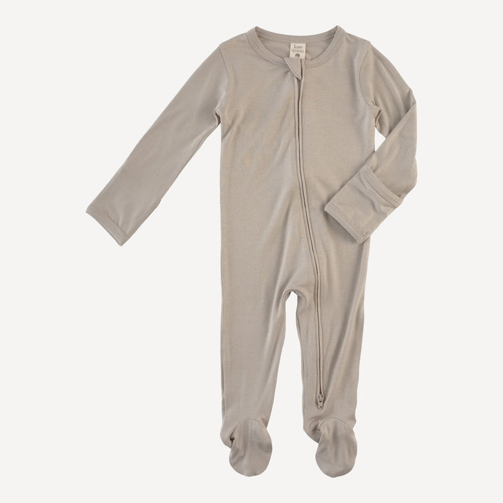 long sleeve two way zipper footie | moonstone | bamboo
