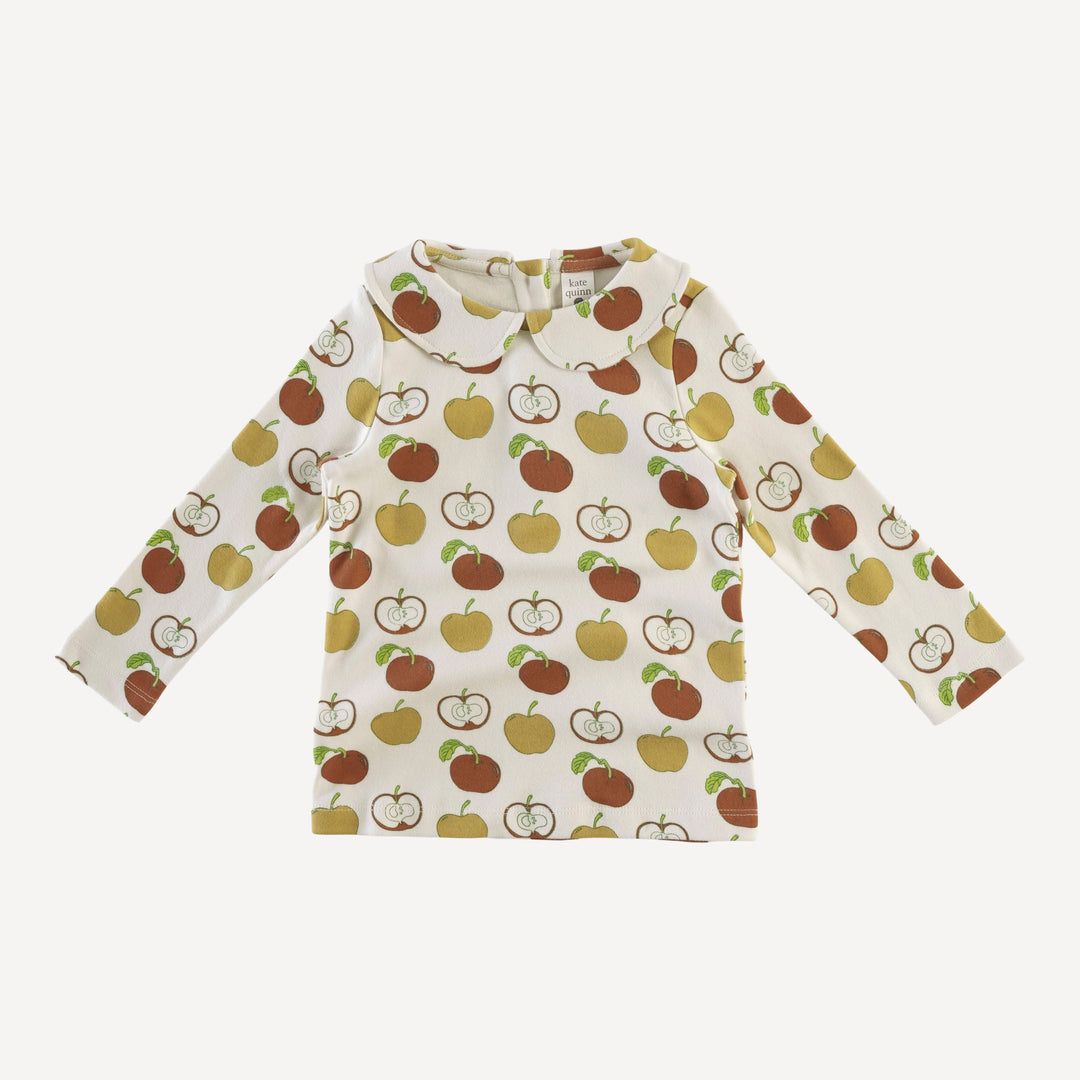 long sleeve peter pan tee | fall apples | organic cotton interlock