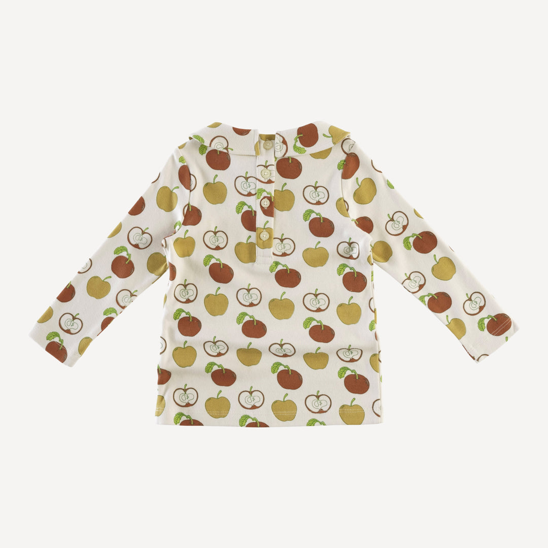 long sleeve peter pan tee | fall apples | organic cotton interlock