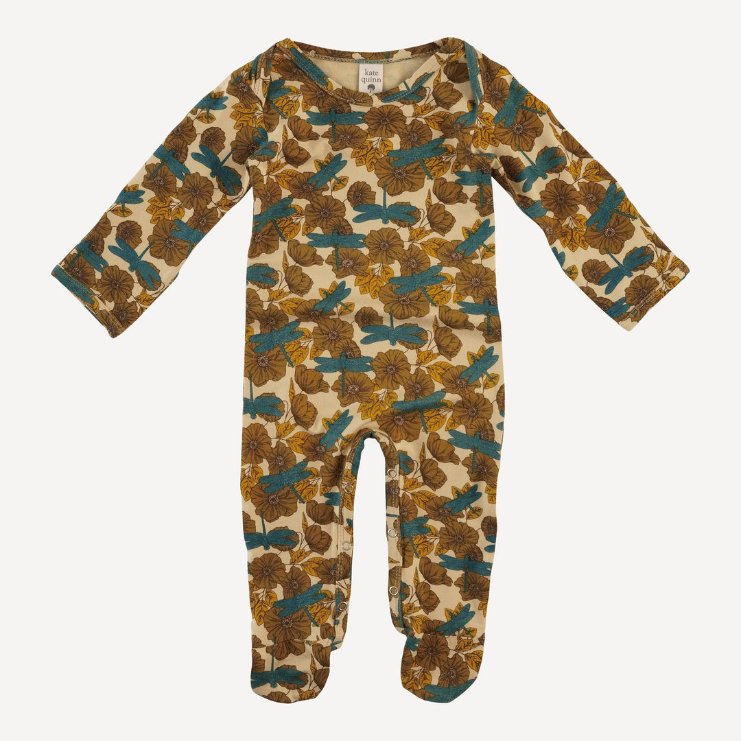 long sleeve lap neck footie | dragonfly garden | bamboo