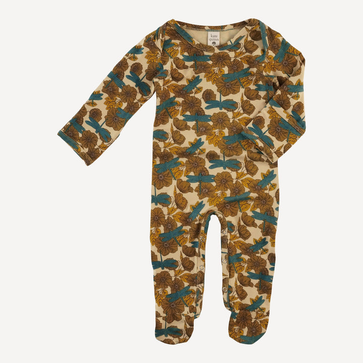 long sleeve lap neck footie | dragonfly garden | bamboo