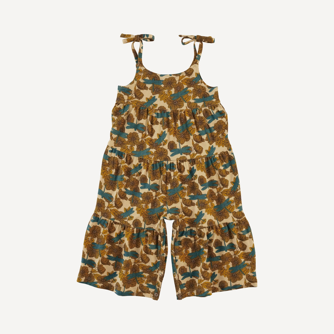 spaghetti tie prairie gaucho jumpsuit | dragonfly garden | bamboo